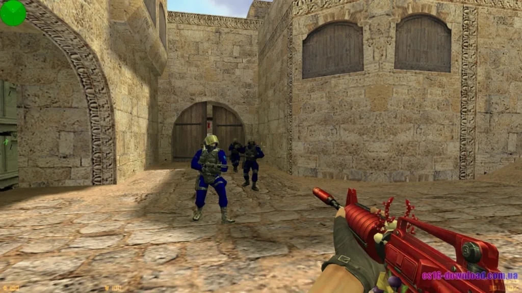 Новорічна модель M4A1 у CS 1.6 під час бою на карті de_dust2