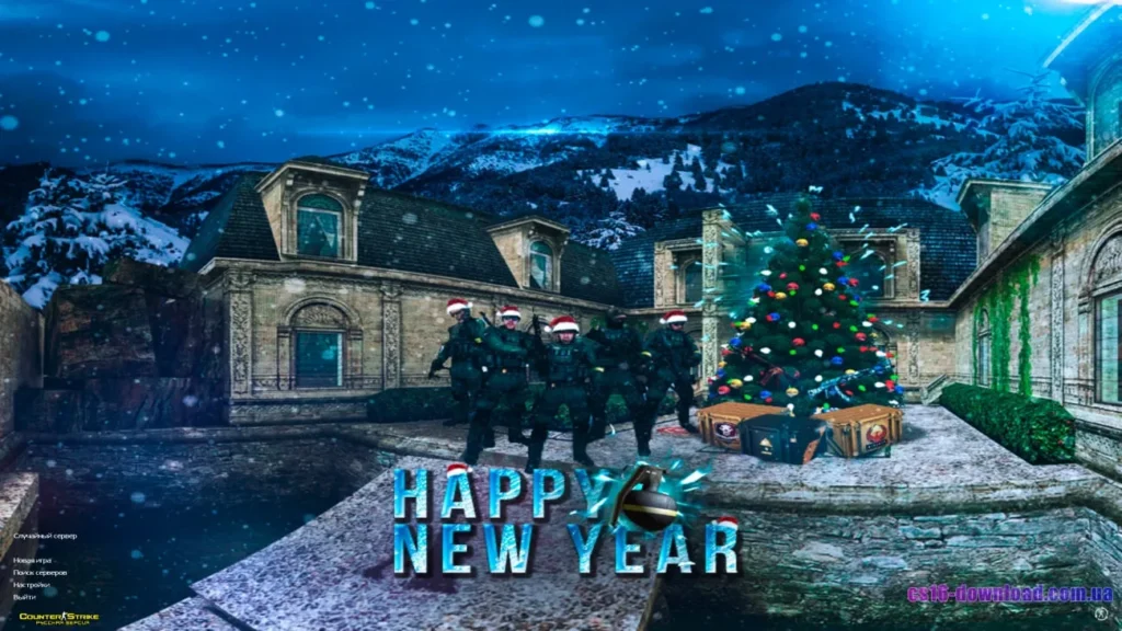 Головне меню CS 1.6 Новорічна з зимовим дизайном