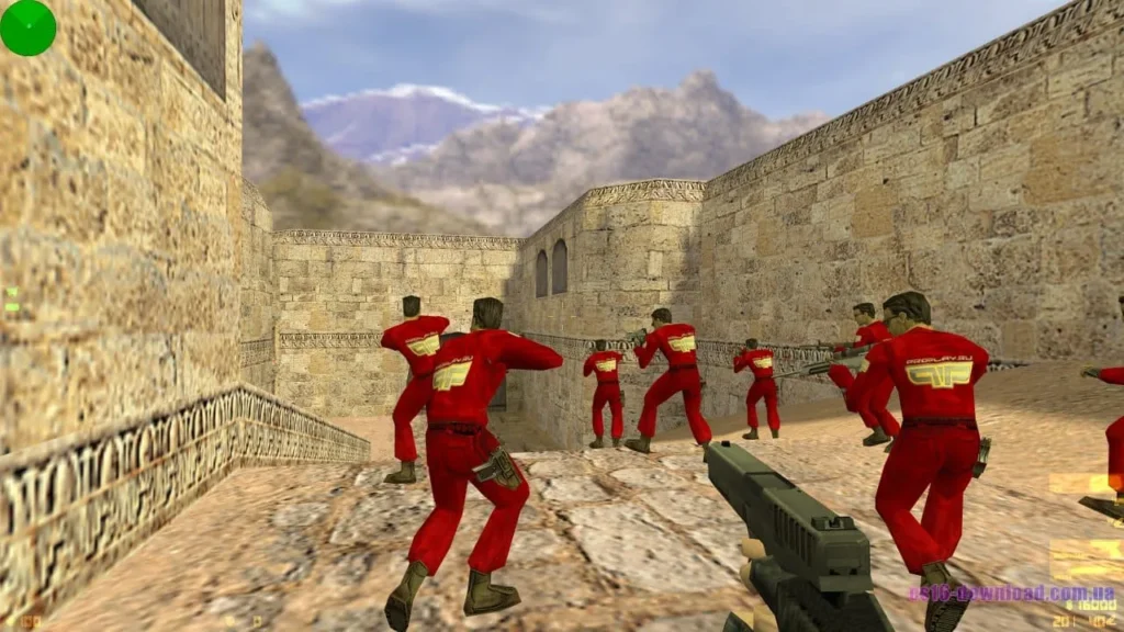 Скріншот CS 1.6 ESWC з пістолетом Glock на карті Dust2