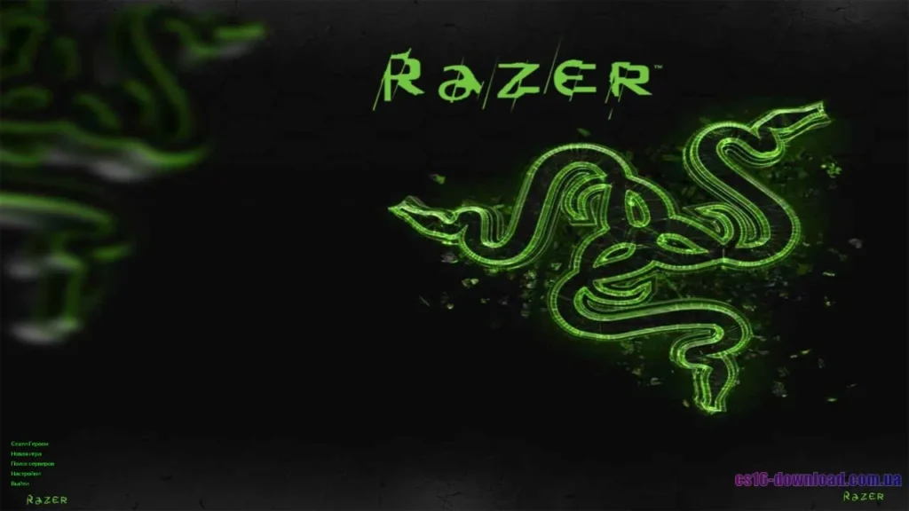 Головне меню збірки CS 1.6 Razer Edition з темним інтерфейсом