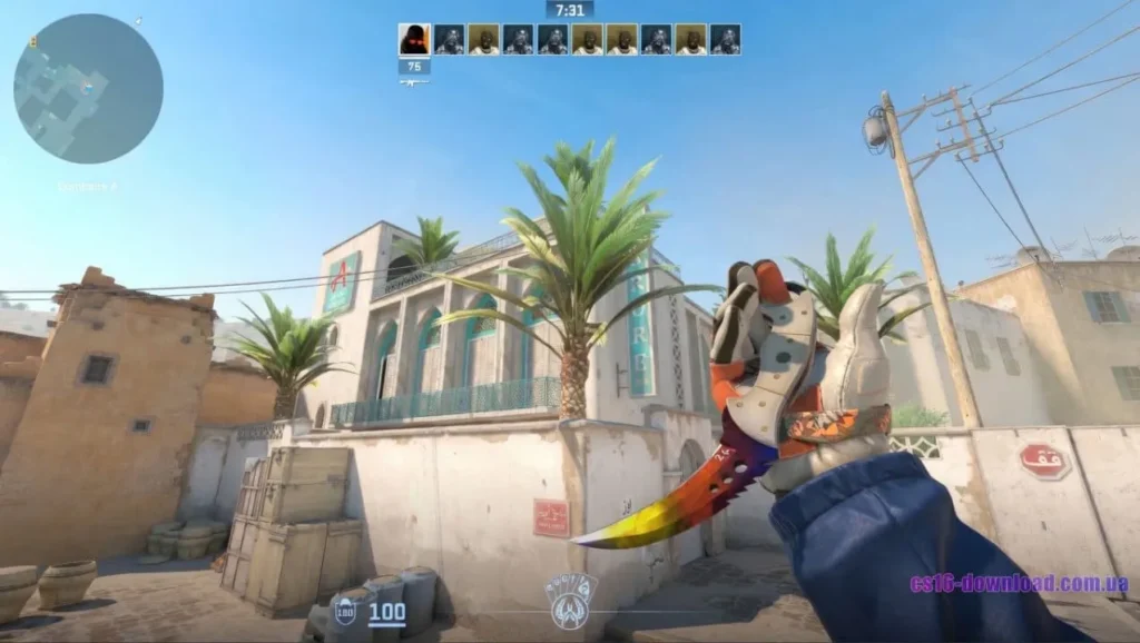 Ніж у руці гравця на сервері Counter-Strike 2