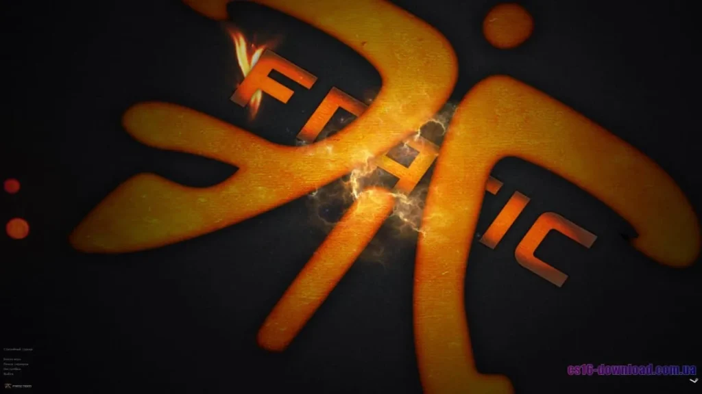 Головне меню збірки CS 1.6 Fnatic у кіберспортивному стилі