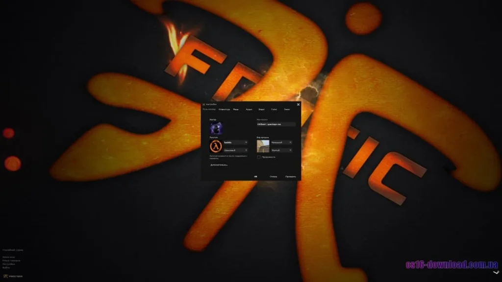 Налаштування у грі CS 1.6 Fnatic