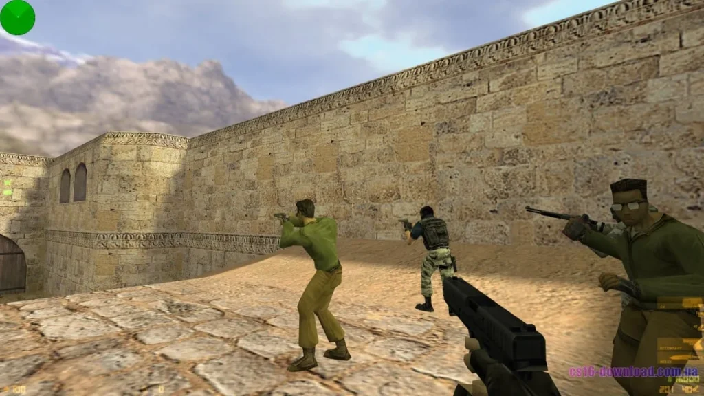 Скріншот КС 1.6 на Mac з пістолетом Glock на карті Dust2